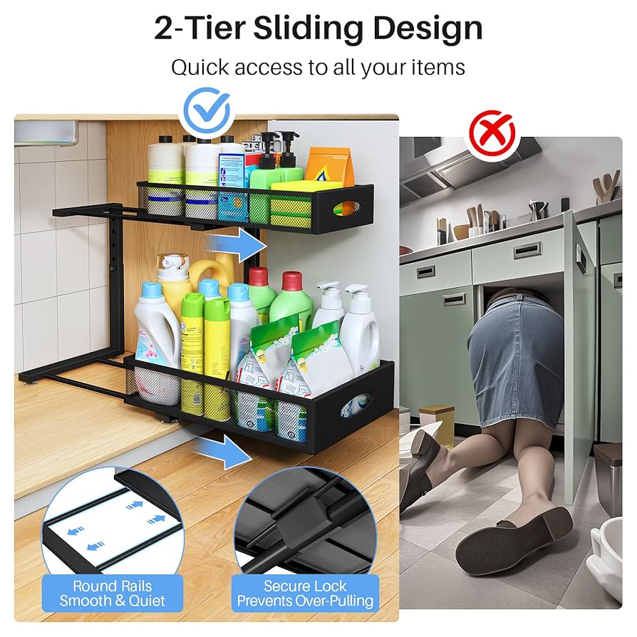 置物 Nothing's Gonna Change Amazon.com: STORAGE MANIAC Under Sink 2 Tier Expandable